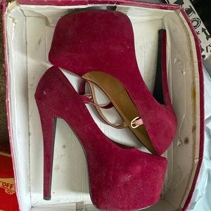 Slightly worn. Velvet Heels